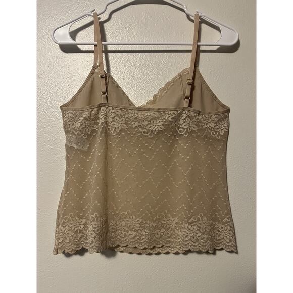 Vanity Fair Smooth Moves Y2K Lace Floral Camisole Top Beige Women’s Size XL - Picture 3 of 8